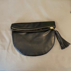 Faux leather black clutch